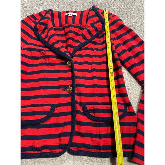 Cabi Knit Revoir Yacht Button Knit Blazer Womens Small Nautical Red Blue Stripes - Picture 5 of 12